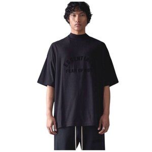 FOG Fear of God EssentialsLogo Mock Neck Black Collection Crew Tee Shirt Medium